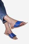 Square Toe Flat Mule Royal Blue - oobashIndia