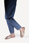 Square Toe Flat Mule Rose Gold - oobashIndia