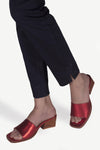 Square toe slip-on Mule Metallic Red - oobashIndia