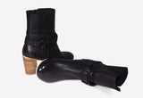 Lea Black Stacked heel boot - oobashIndia