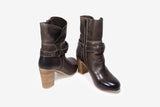 Lea Olive stacked heel - oobashIndia