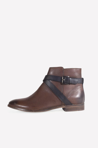 Elena Brown Flat Ankle Boot - oobashIndia