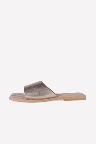 Square Toe Flat Mule Rose Gold - oobashIndia
