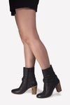 Lea Black Stacked heel boot - oobashIndia