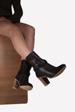 Lea Black Stacked heel boot - oobashIndia