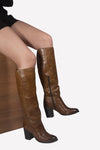 Delevinge Cognac Tall Boot - oobashIndia