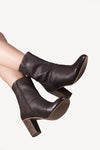 Tess Brown Wooden Heel Boot - oobashIndia