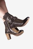 Lea Olive stacked heel - oobashIndia