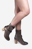 Lea Olive stacked heel - oobashIndia
