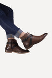Elena Brown Flat Ankle Boot - oobashIndia